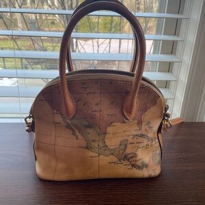 Alviero Martini Brown Map Print Satchel